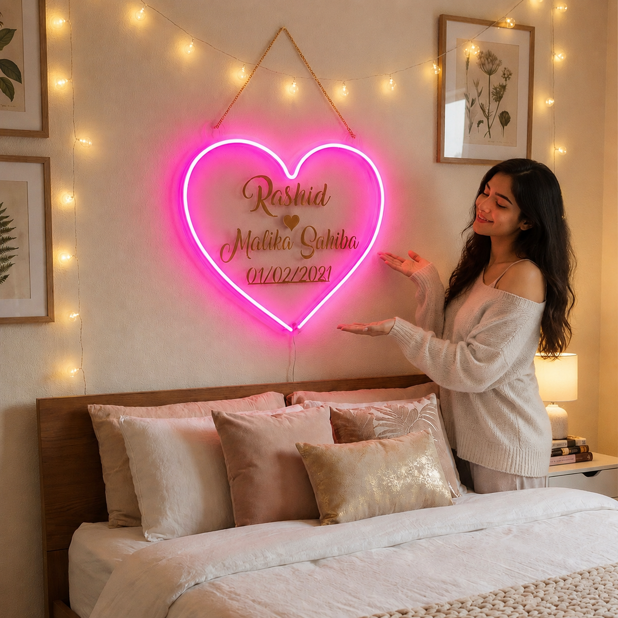 Neon Heart LED Lamp – Custom Name Neon Sign