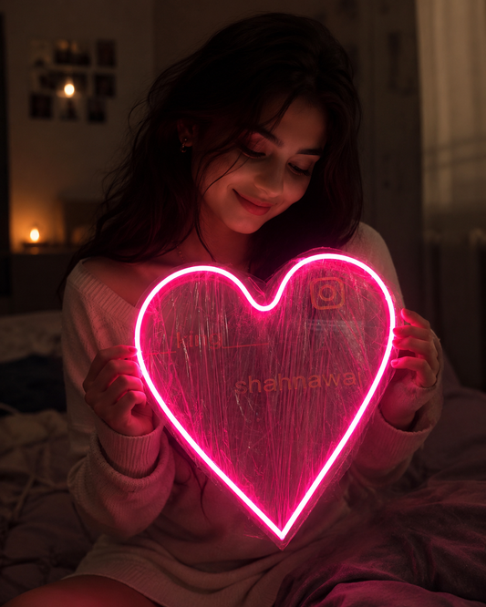 Instagram Neon Heart LED Lamp – Custom Name Neon Sign | Romantic Gift for Girlfriend, Boyfriend & Couples