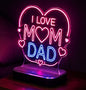 I Love Mom Dad LED Night Lamp | 3D Acrylic Neon Light | USB Powered Decorative Table Lamp | Best Gift for Parents