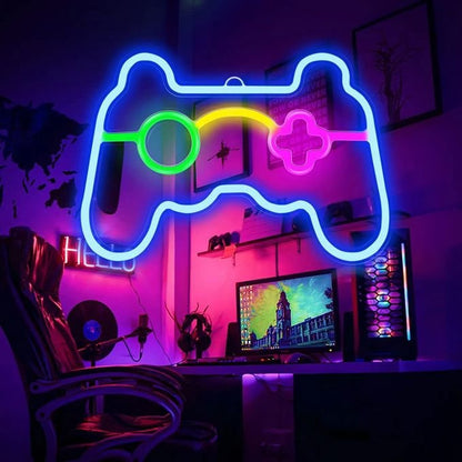 Gaming Controller Neon LED Sign | 3D Acrylic Wall Light | RGB Gaming Room Decor | Plug & Play LED Neon Lamp for Gamers