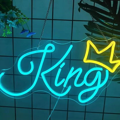 King Neon LED Sign – Royal Room Decor Light for Gamers & King