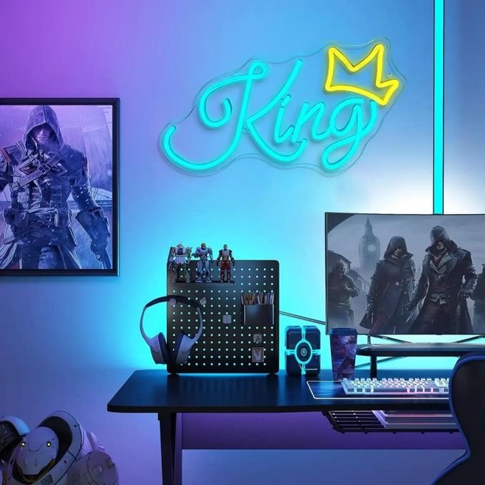 King Neon LED Sign – Royal Room Decor Light for Gamers & King