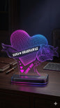 Personalized 3D LED Name Lamp with Heart & Rose Design | Custom Couple Night Light | Romantic Gift for Birthday, Anniversary & Valentine's Day