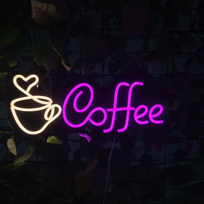 Coffee Neon LED Sign | Coffee Cup Wall Light | Café Decor Neon Light | LED Coffee Shop Sign | Plug & Play Neon Lamp