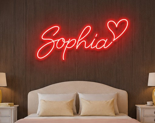 Custom NAME LED Neon Sign with Heart | Personalized Bedroom Wall Decor