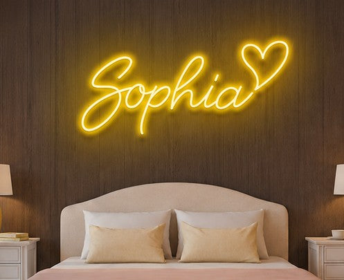 Custom NAME LED Neon Sign with Heart | Personalized Bedroom Wall Decor