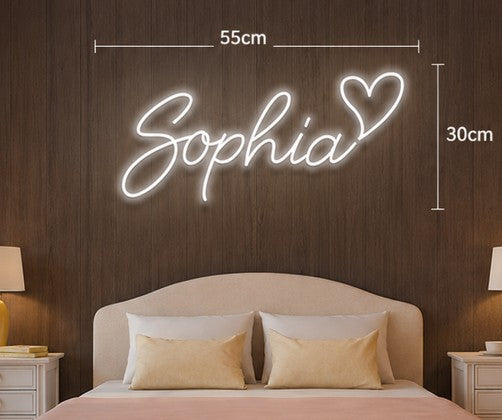 Custom NAME LED Neon Sign with Heart | Personalized Bedroom Wall Decor