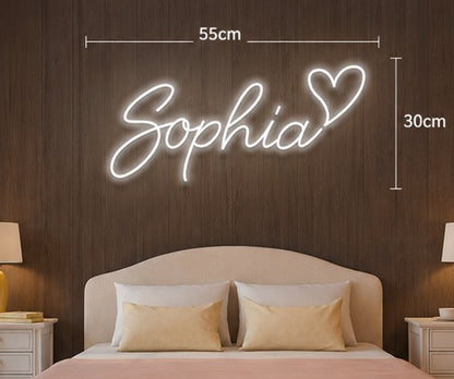 Custom NAME LED Neon Sign with Heart | Personalized Bedroom Wall Decor